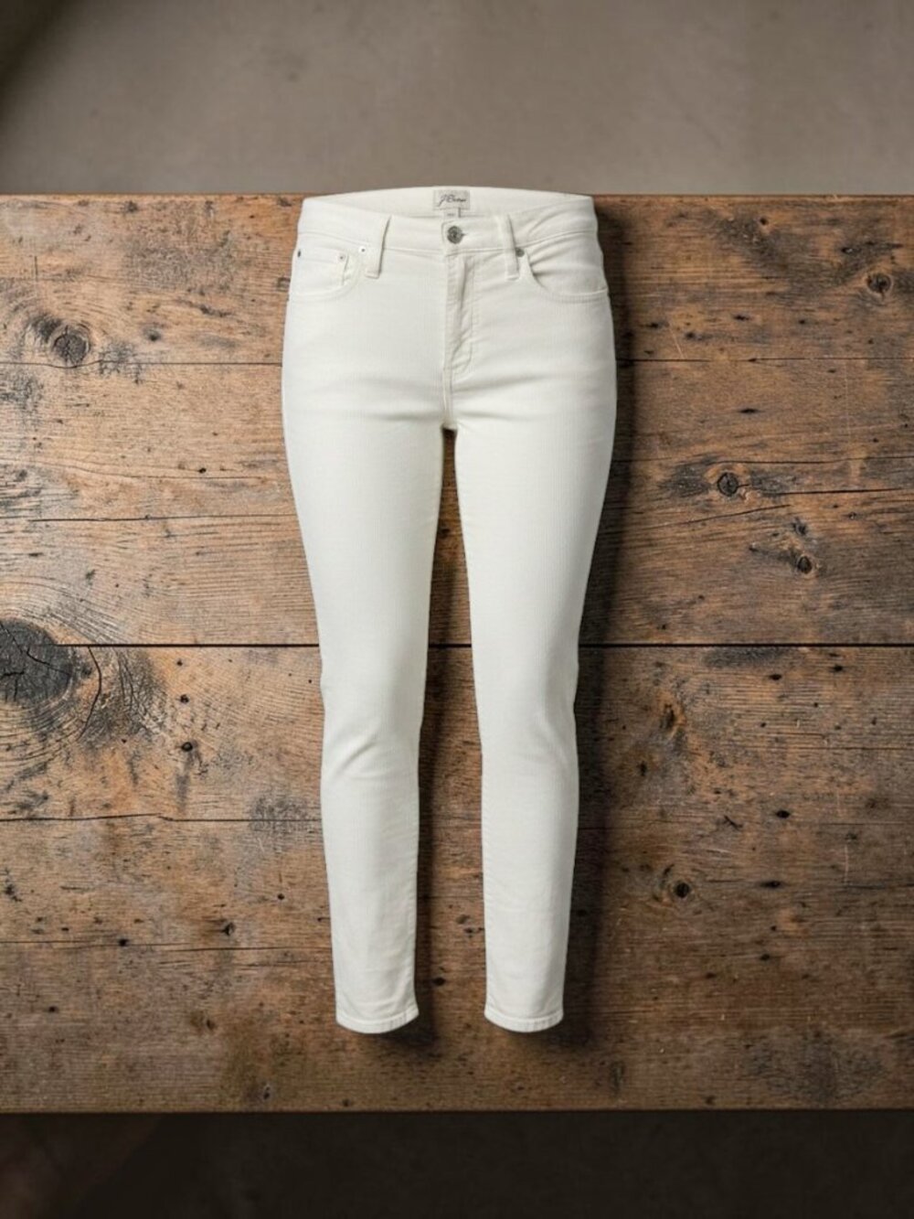 J Crew Vintage Slim Straight Ivory Cotton Blend Corduroy Pants